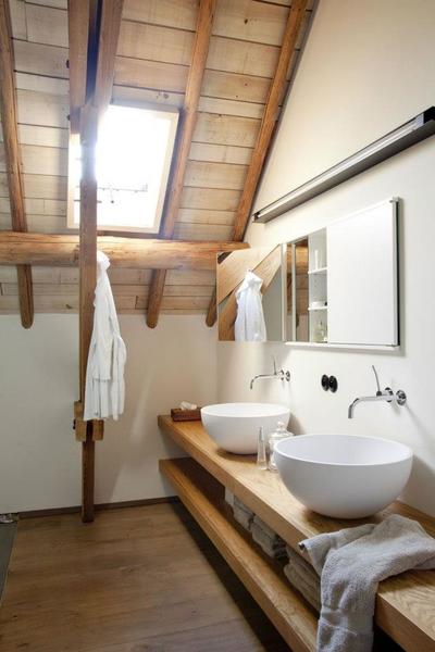 baño loft madera